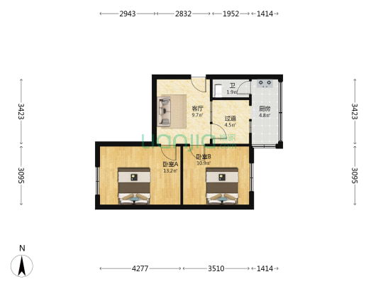 正谊路2号 2室1厅1卫 56平方