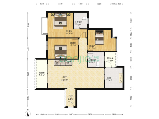 西蜀御景二期 3室1厅2卫 121平方