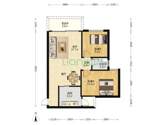 翠香雅舍 2室1厅1卫 73平方