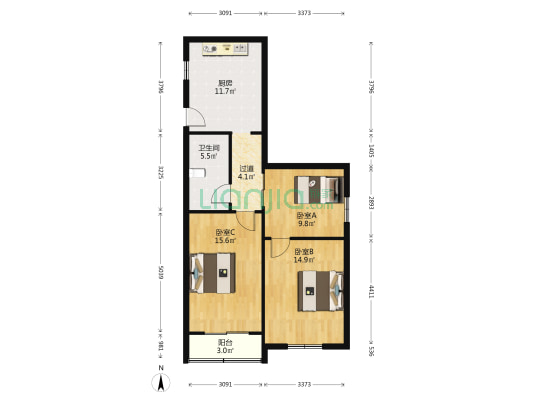 商建大楼 3室0厅1卫 95平方