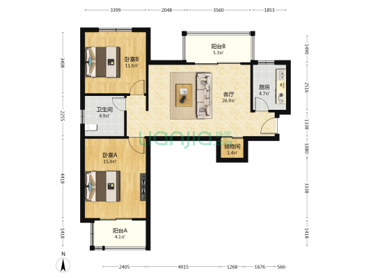 佳祥公寓 2室1厅1卫 101平方