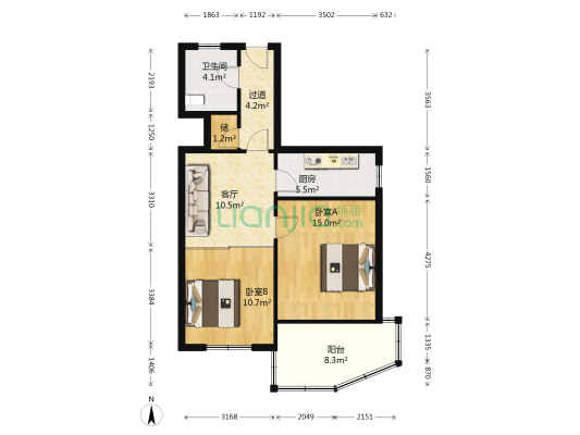 虹桥路400弄 2室1厅1卫 82平方
