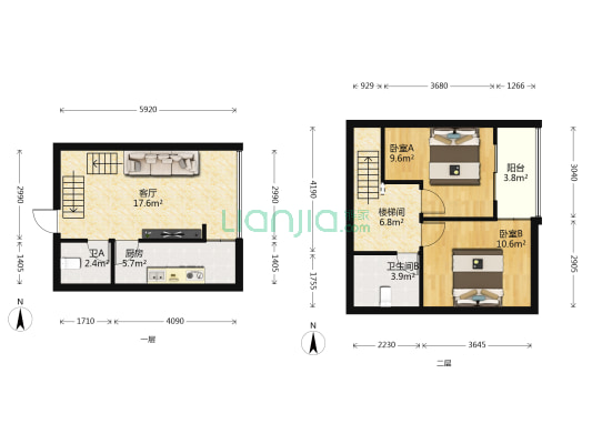 御景龙庭 2室1厅2卫 76平方