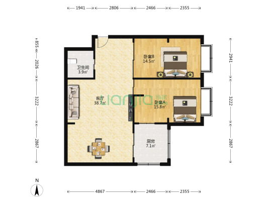 华亮大厦 2室1厅1卫 110平方