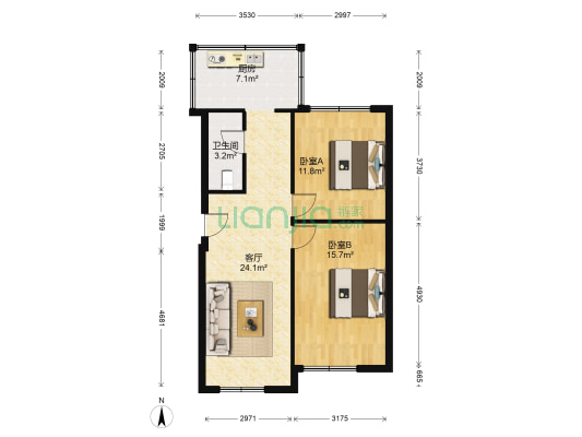 水泥厂家属楼 2室1厅1卫 80平方