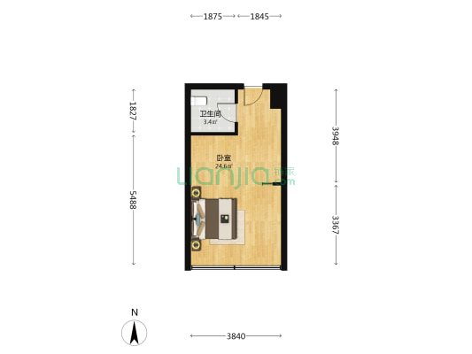 正大隆泰大厦 1室0厅1卫 40平方