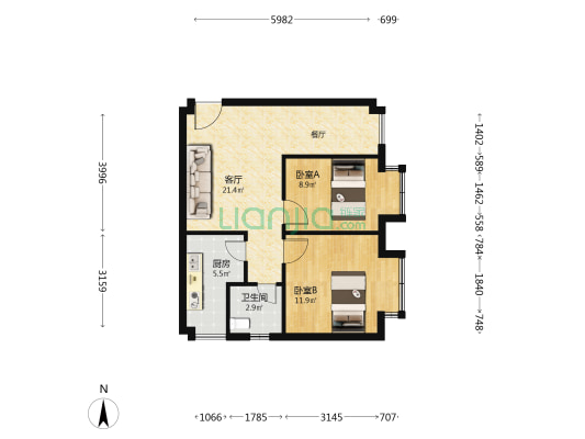 文安小筑 2室1厅1卫 60平方