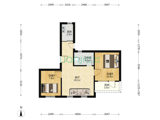 黄海明珠三期 2室1厅1卫 62平方