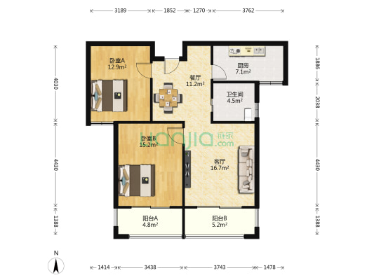 三号线地铁 逸翠居 三开间朝南 楼层好 双阳台-户型图