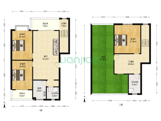 三阳鑫城 3室1厅2卫 139平方