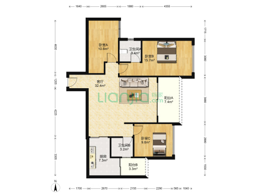 花滩御景华庭 3室1厅2卫 111平方