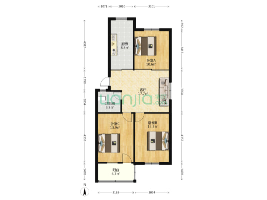 丁卯桥路167-1号 3室1厅1卫 86平方
