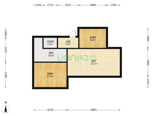 乌当中学宿舍 2室1厅1卫 69平方