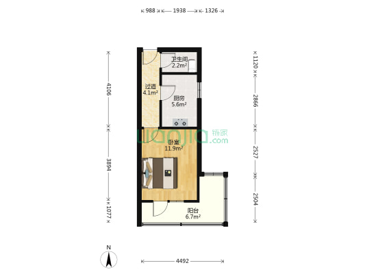 福春二小区 1室0厅1卫 39平方