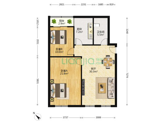 伊莎贝拉国际公馆 2室1厅1卫 108平方