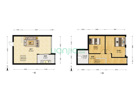 U派 2室1厅1卫 55平方