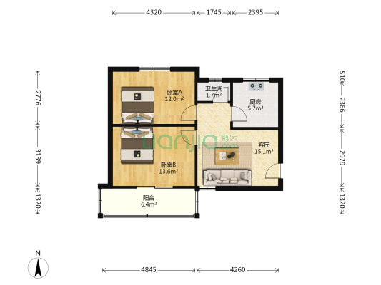 济钢新村北区 2室1厅1卫 67平方