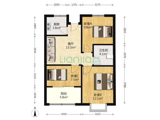 巴厘·阳光 3室1厅1卫 78平方