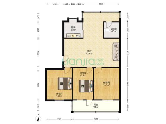 五三大道13号 2室1厅1卫 122平方