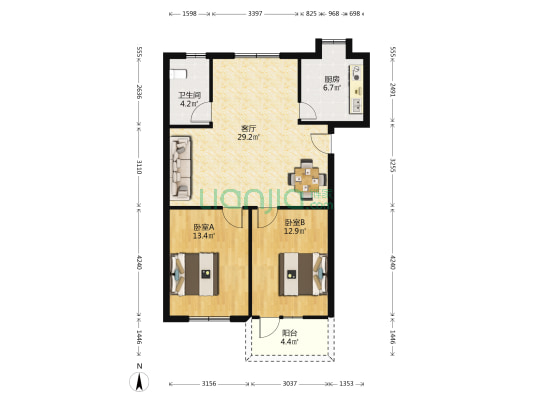 东亭计生委宿舍 2室1厅1卫 88平方