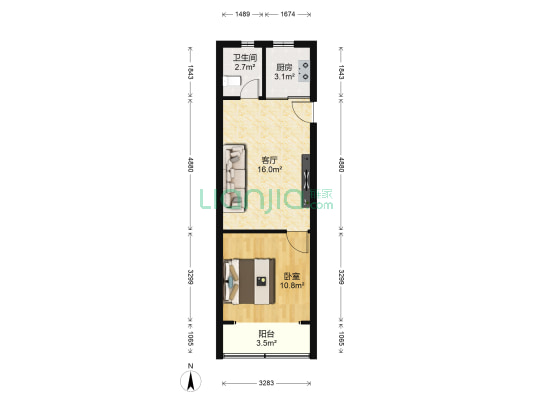花苑茶花园 1室1厅1卫 47平方