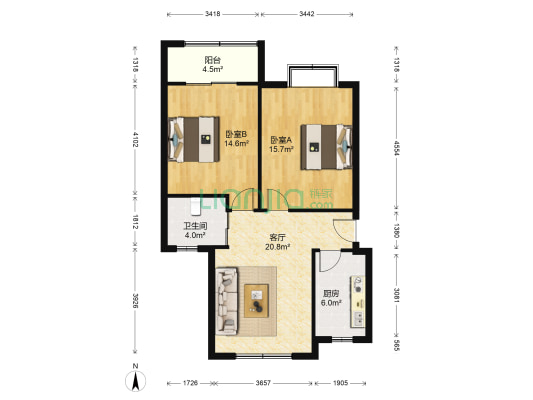 沉香苑一街坊 2室1厅1卫 81平方