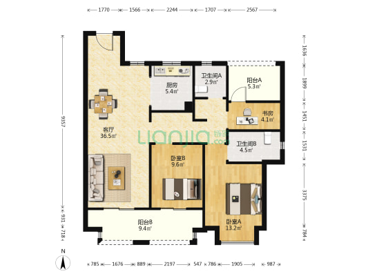 新城悦隽华庭 3室1厅2卫 118平方