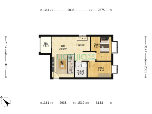 万年茗居 2室1厅1卫 63平方