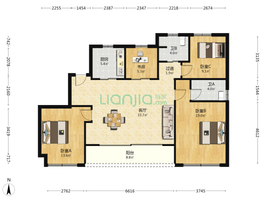 悦著云轩 4室1厅2卫 142平方
