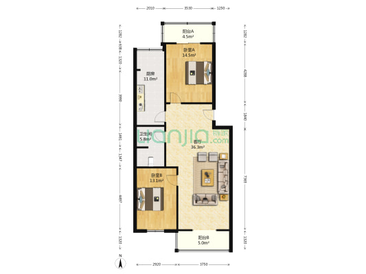 清秀园南区 2室1厅1卫 104平方