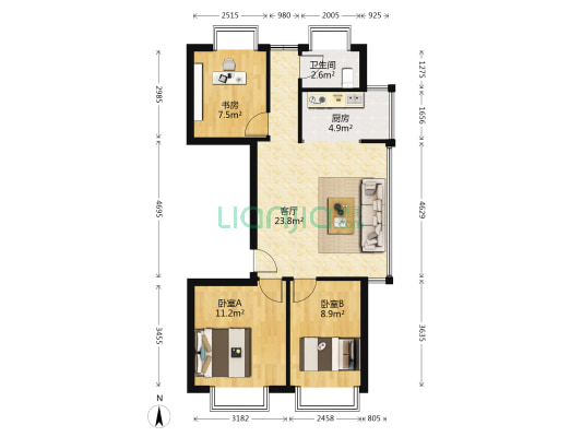 城东小区 3室1厅1卫 77平方