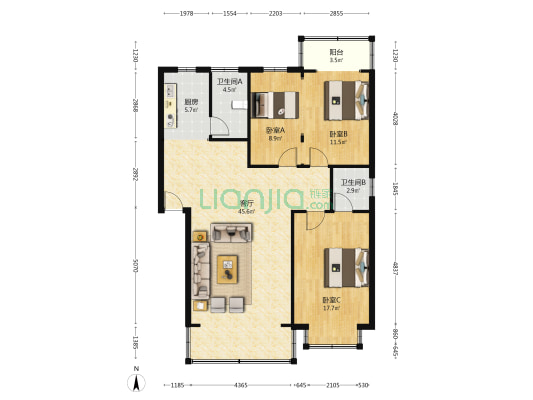 佳和苑 3室1厅2卫 113平方