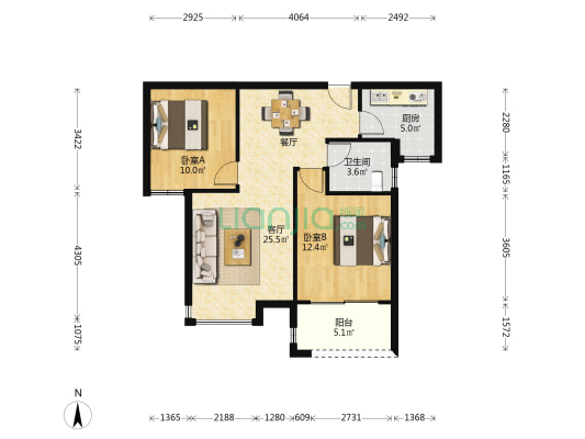 天宁小区 2室1厅1卫 74平方