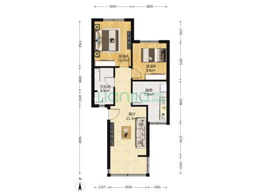 航天南区 2室1厅1卫 68平方