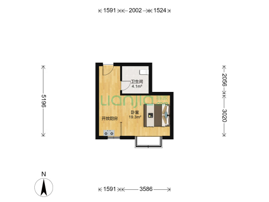 云河大厦 1室0厅1卫 38平方
