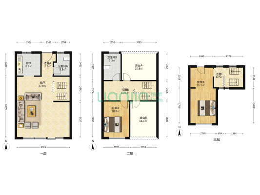 孔雀城时代北宸 2室1厅2卫 180平方