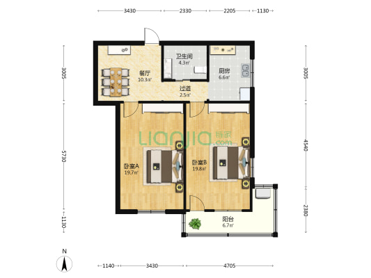居民新村 2室1厅1卫 80平方