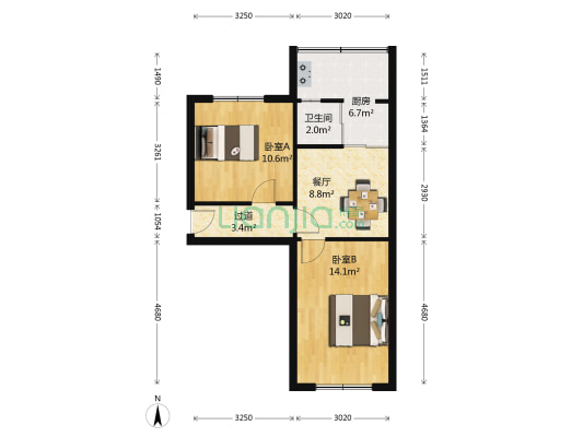 工具厂小区 2室1厅1卫 56平方