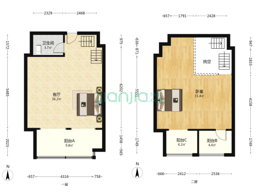 大宏城市广场 1室1厅1卫 64平方