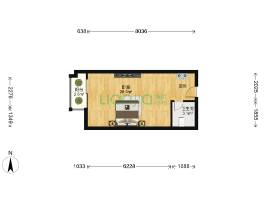 和庆金悦湾 1室0厅1卫 60平方