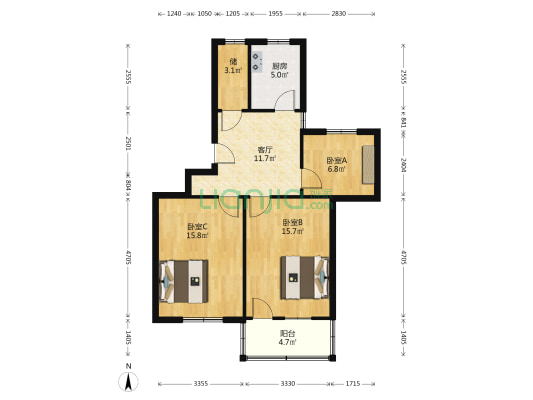 虹桥七村小区 3室1厅0卫 84平方
