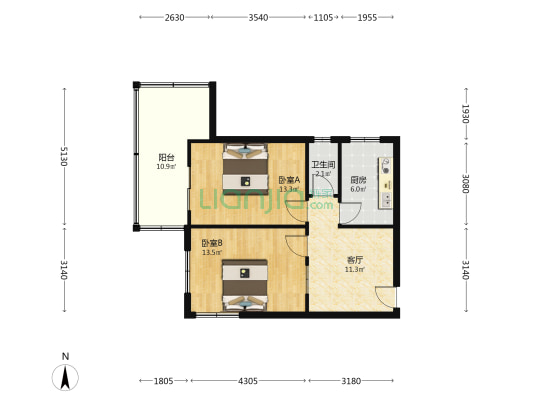 建大宿舍(建北) 2室1厅1卫 60平方