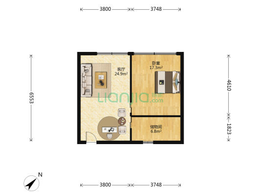 润祥大厦 1室1厅0卫 61平方