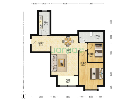 翠屏龙苑 2室1厅1卫 97平方