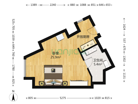 新世界中心B区 1室0厅1卫 49平方