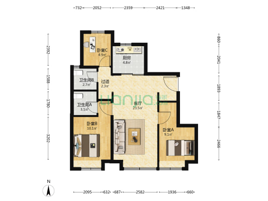 合生me悦北区 3室1厅2卫 94平方