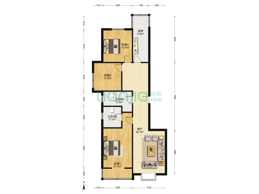 万豪苑 3室1厅2卫 141平方