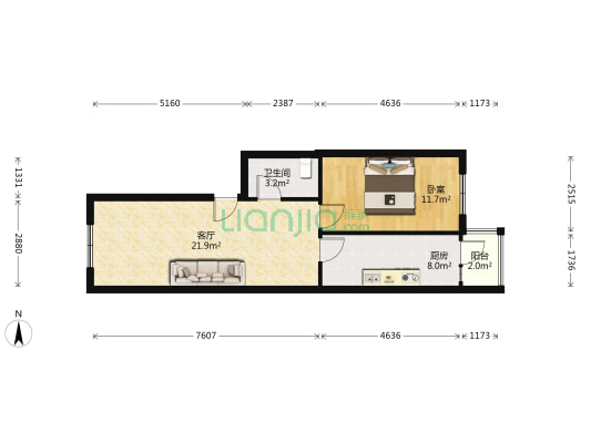 学府星城 1室1厅1卫 64平方