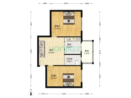 司徒街 2室1厅1卫 83平方