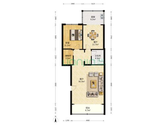 泰安路 1室2厅1卫 147平方